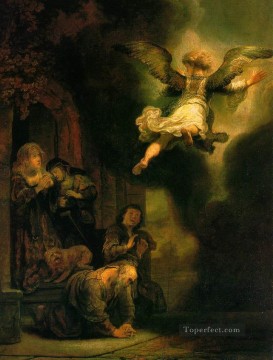  Rembrandt Pintura Art%C3%ADstica - El arcángel abandona la familia de Tobías Rembrandt
